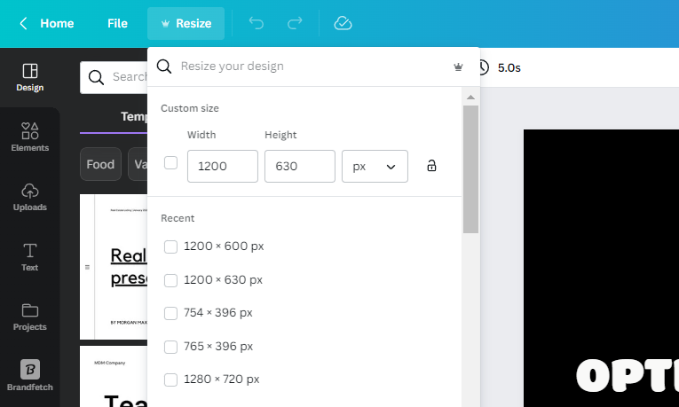 Resize images with Canva