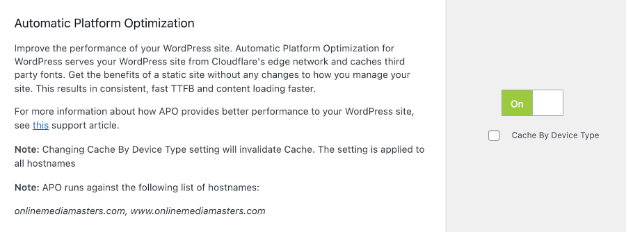 Cloudflare plugin automatic platform optimization