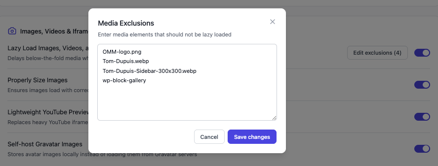 Exclude Above the Fold Images
