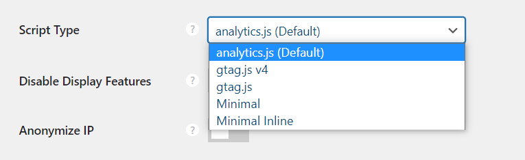 Google Analytics script type