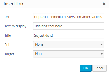 Internal links in WordPress