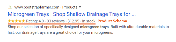 Product schema in Google